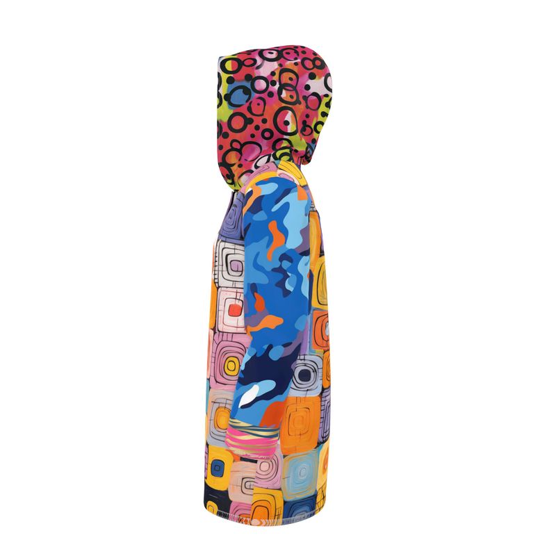 Retro Block Party Womens Hooded Rain Jacket