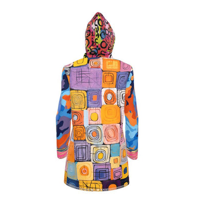 Retro Block Party Womens Hooded Rain Jacket