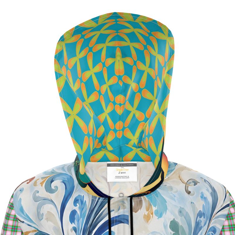 Blue Peacock Garden Womens Hooded Rain Jacket