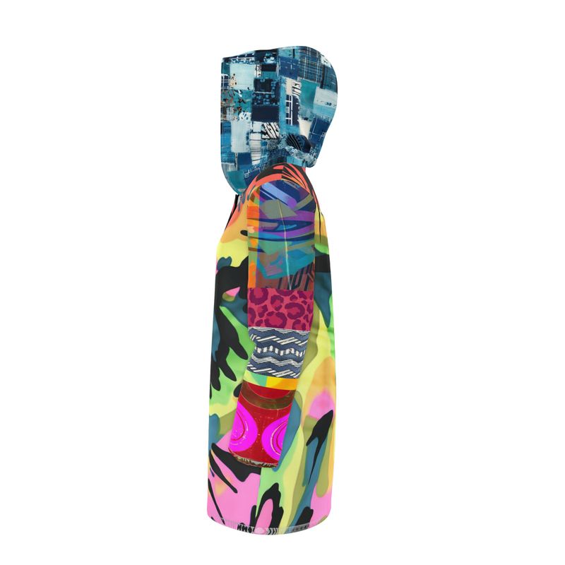 Neon Electric Jungle Remix Womens Hooded Rain Jacket