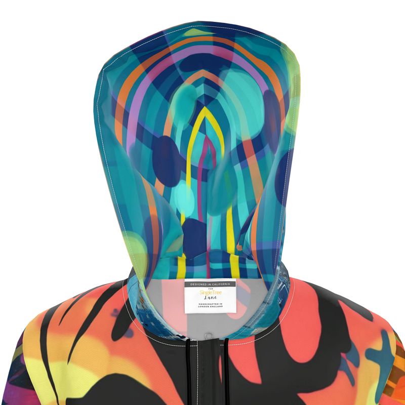 Neon Electric Jungle Remix Womens Hooded Rain Jacket