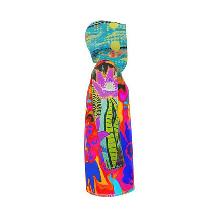 Tropical Lotus Blaze Womens Hooded Rain Jacket