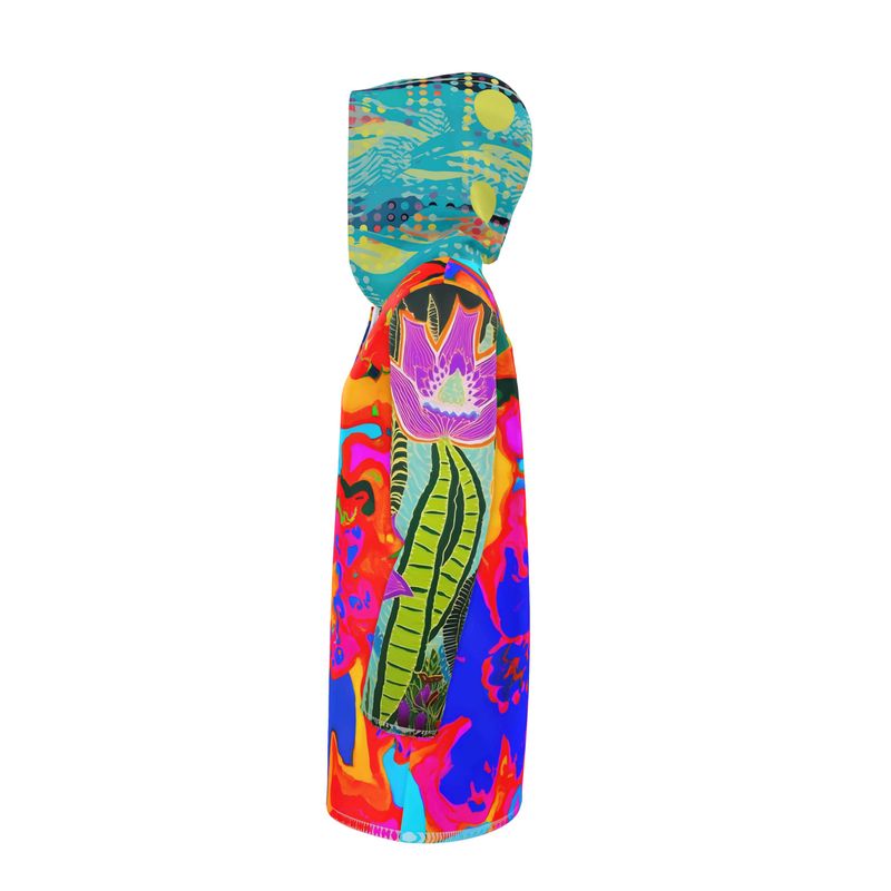 Tropical Lotus Blaze Womens Hooded Rain Jacket