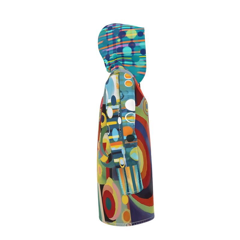 Abstract Orbit Stripe Womens Hooded Rain Jacket
