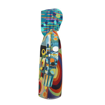 Abstract Orbit Stripe Womens Hooded Rain Jacket