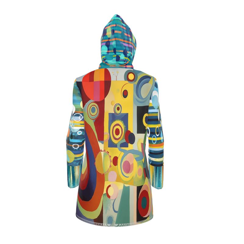 Abstract Orbit Stripe Womens Hooded Rain Jacket