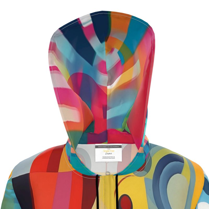 Abstract Orbit Stripe Womens Hooded Rain Jacket