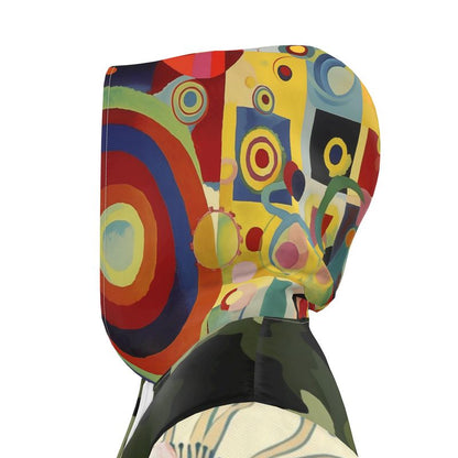 Wild Garden Camo Rainbow Stripe Womens Hooded Rain Jacket