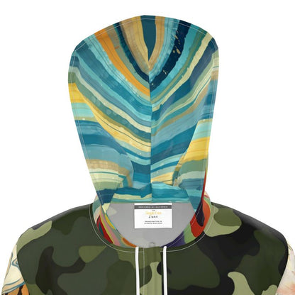 Wild Garden Camo Rainbow Stripe Womens Hooded Rain Jacket