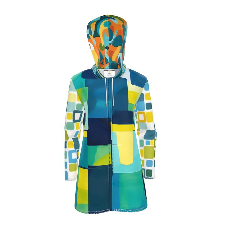 Blue Lagoon Colorblock Womens Hooded Rain Jacket