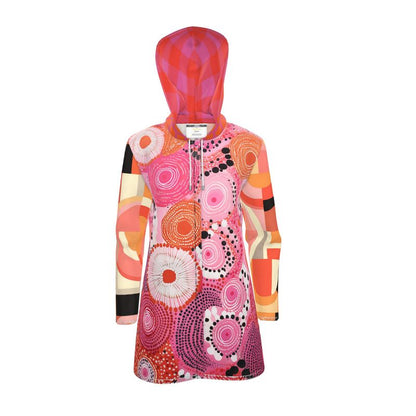 Pink Citrus Orbit Womens Hooded Rain Jacket