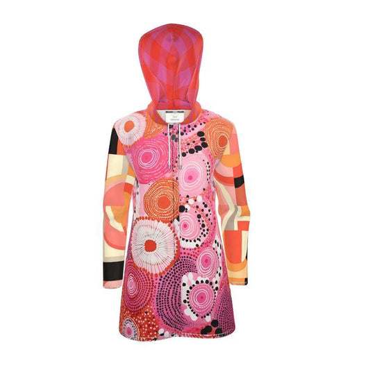Pink Citrus Orbit Womens Hooded Rain Jacket