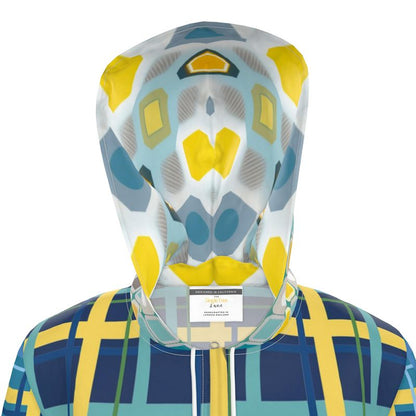 Blue Plaid Pop Womens Hooded Rain Jacket
