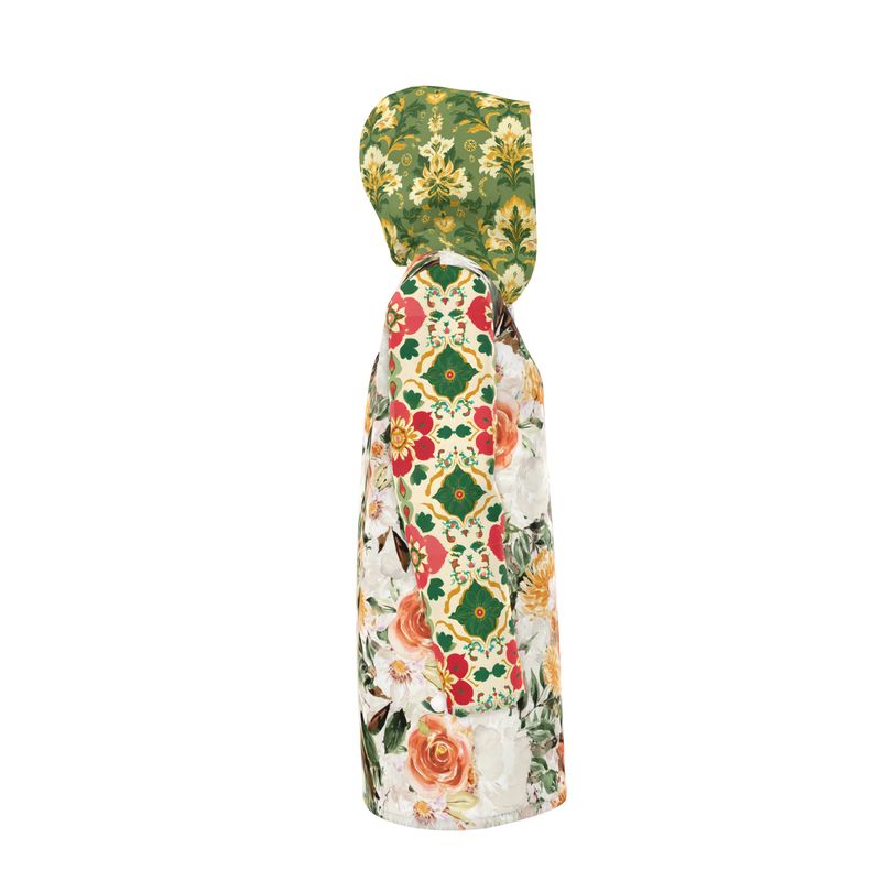 Tangerine Blossom Rose Womens Hooded Rain Jacket
