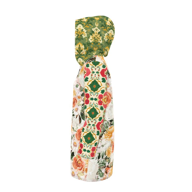 Tangerine Blossom Rose Womens Hooded Rain Jacket