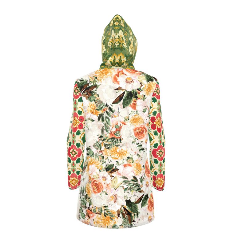 Tangerine Blossom Rose Womens Hooded Rain Jacket