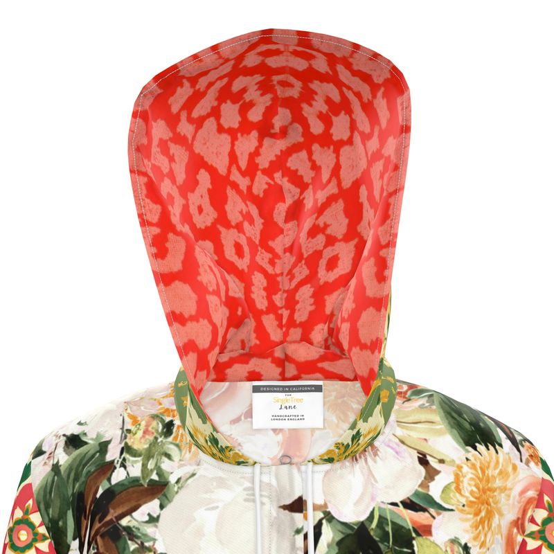Tangerine Blossom Rose Womens Hooded Rain Jacket