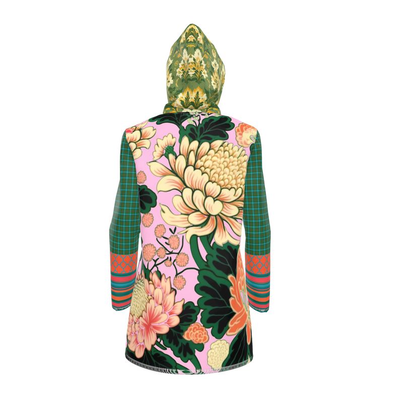Pink Chrysanthemum Garden Womens Hooded Rain Jacket