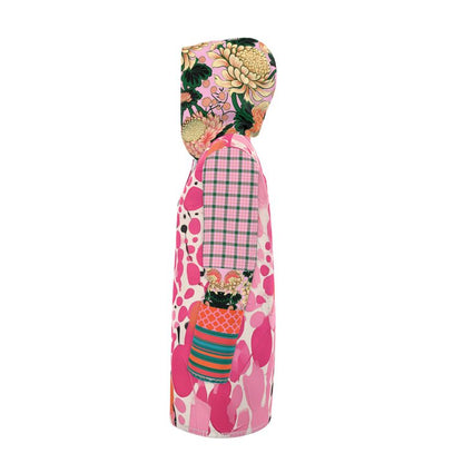 Pink Confetti Pebble Garden Plaid Womens Hooded Rain Jacket