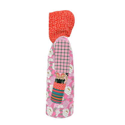 Pink Peony Floral Plaid Womens Hooded Rain Jacket