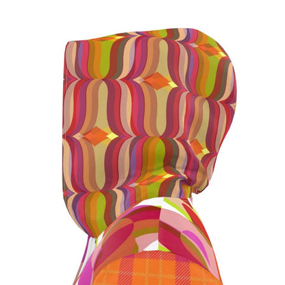 Tangerine Mod Geo Plaid Womens Hooded Rain Jacket