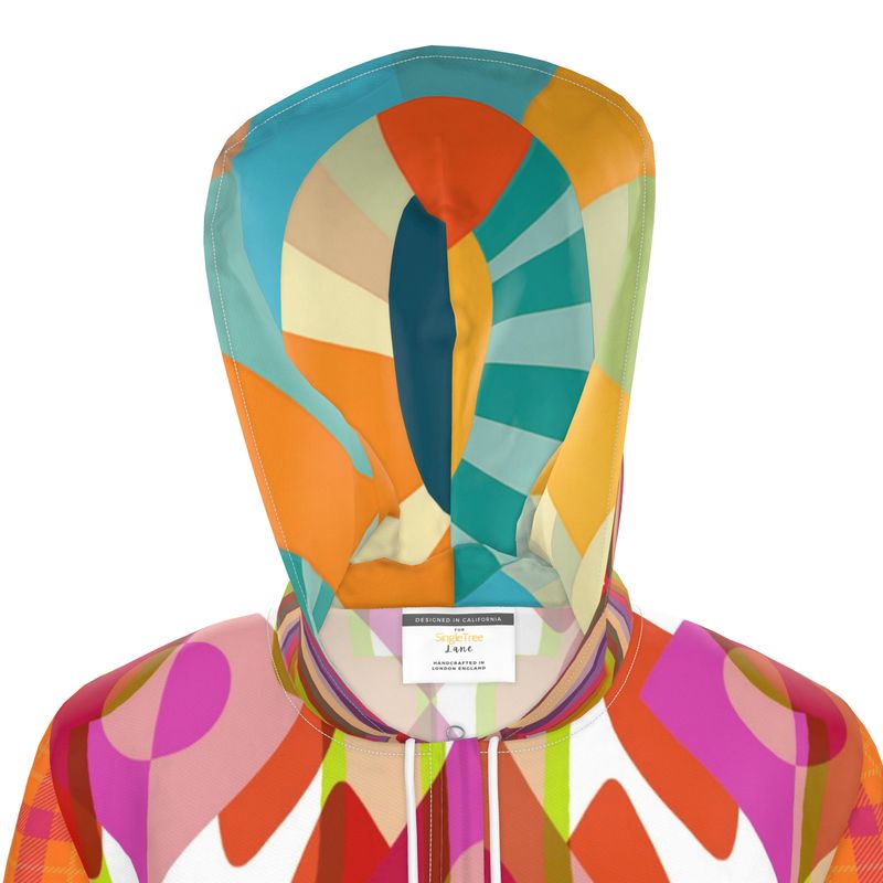 Tangerine Mod Geo Plaid Womens Hooded Rain Jacket