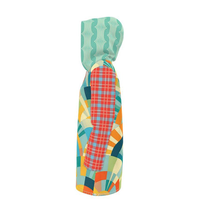 Sunburst Arches Geo Plaid Womens Hooded Rain Jacket