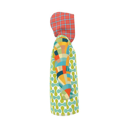 Aqua Clover Sunburst Plaid Womens Hooded Rain Jacket