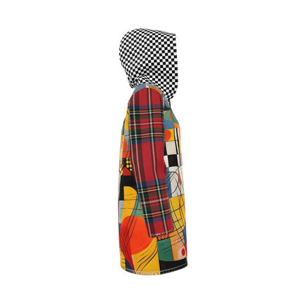 Checkerboard Abstract Plaid Womens Hooded Rain Jacket