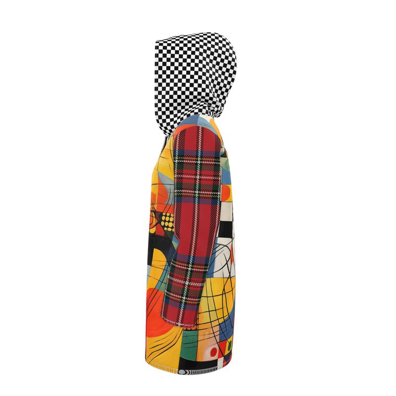 Checkerboard Abstract Plaid Womens Hooded Rain Jacket