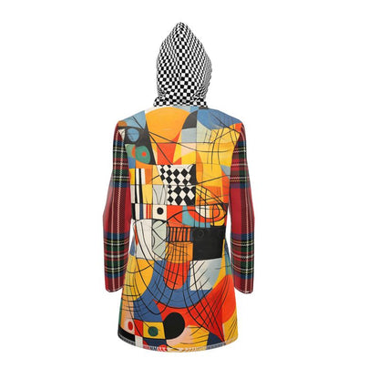 Checkerboard Abstract Plaid Womens Hooded Rain Jacket