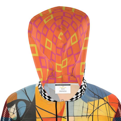 Checkerboard Abstract Plaid Womens Hooded Rain Jacket