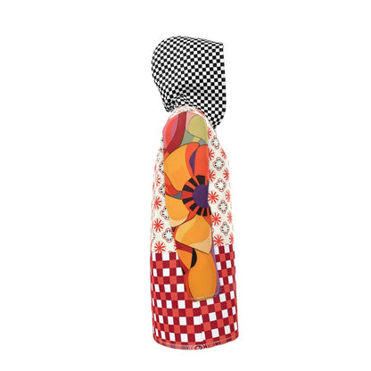 Red Gingham Flower Market Womens Hooded Rain Jacket