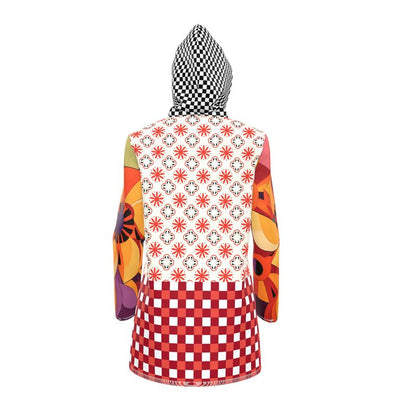 Red Gingham Flower Market Womens Hooded Rain Jacket