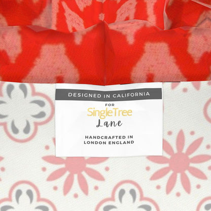 Red Gingham Flower Market Womens Hooded Rain Jacket