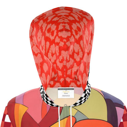 Orange Poppy Gingham Checkerboard Womens Hooded Rain Jacket