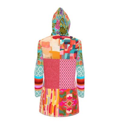 Pink Carnival Bazaar Patchwork Womens Hooded Rain Jacket