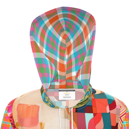 Pink Carnival Bazaar Patchwork Womens Hooded Rain Jacket