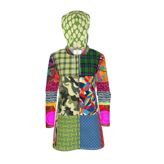 Kaleidoscope Camo Patchwork Womens Hooded Rain Jacket