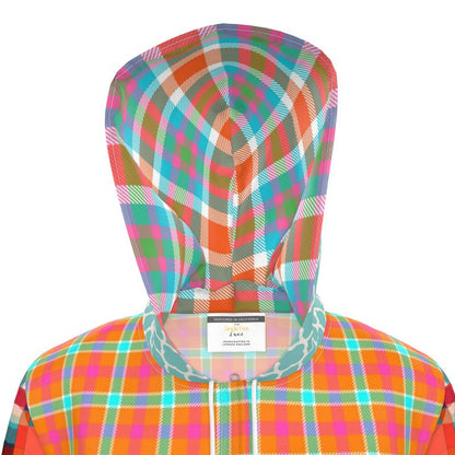 Fiesta Plaid Patchwork Womens Hooded Rain Jacket