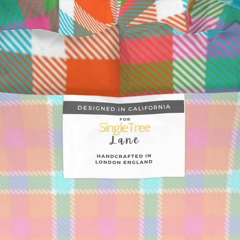 Fiesta Plaid Patchwork Womens Hooded Rain Jacket