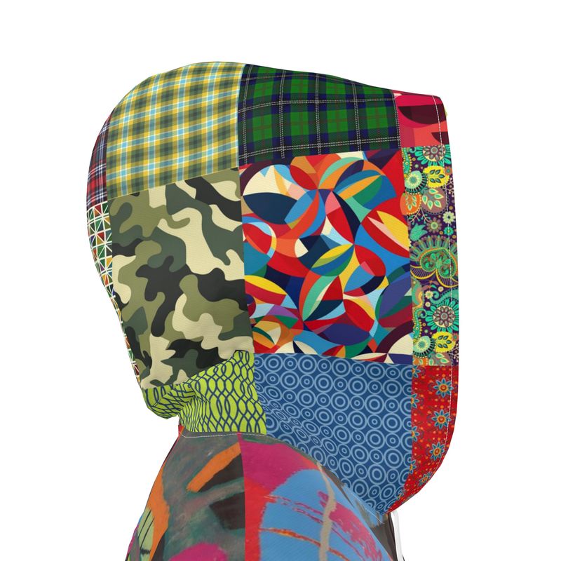 Lime Graffiti Bloom Patchwork Womens Hooded Rain Jacket