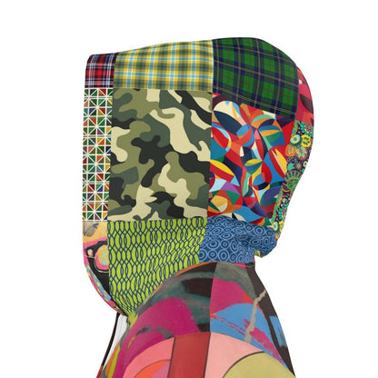 Lime Graffiti Bloom Patchwork Womens Hooded Rain Jacket