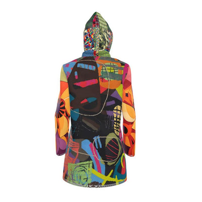Lime Graffiti Bloom Patchwork Womens Hooded Rain Jacket