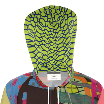 Lime Graffiti Bloom Patchwork Womens Hooded Rain Jacket
