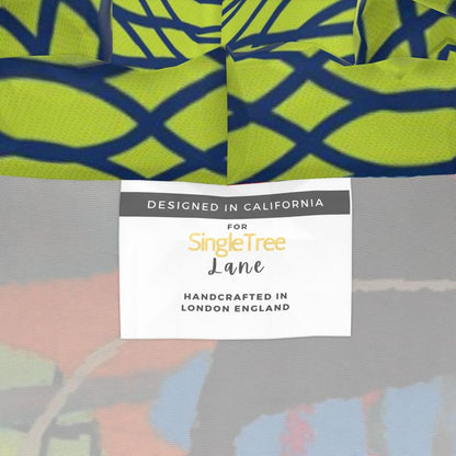 Lime Graffiti Bloom Patchwork Womens Hooded Rain Jacket