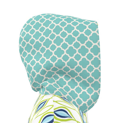 Lime Aqua Mod Mosaic Womens Hooded Rain Jacket