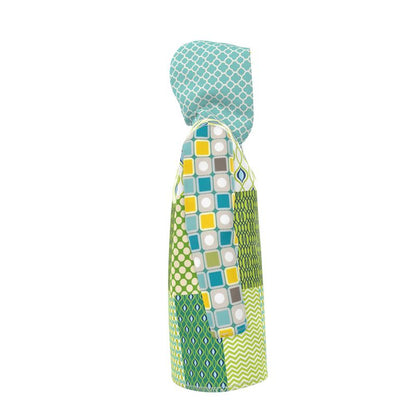 Lime Aqua Mod Mosaic Womens Hooded Rain Jacket