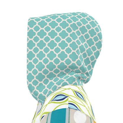 Lime Aqua Mod Mosaic Womens Hooded Rain Jacket
