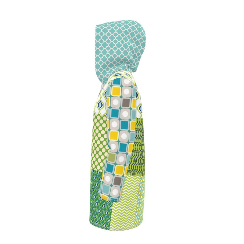 Lime Aqua Mod Mosaic Womens Hooded Rain Jacket